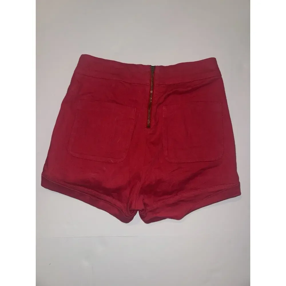 Cooperative Red High Rise Shorts Womens Size 6 Zip Back Stretch - Picture 4 of 6